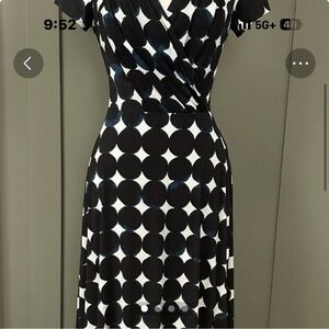 Leota Black and White Polka Dot Midi Dress